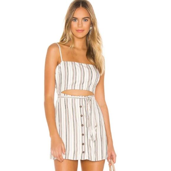 Privacy Please Madelyn Mini Dress in Neutral Stripe NWOT Size Small - Picture 1 of 3
